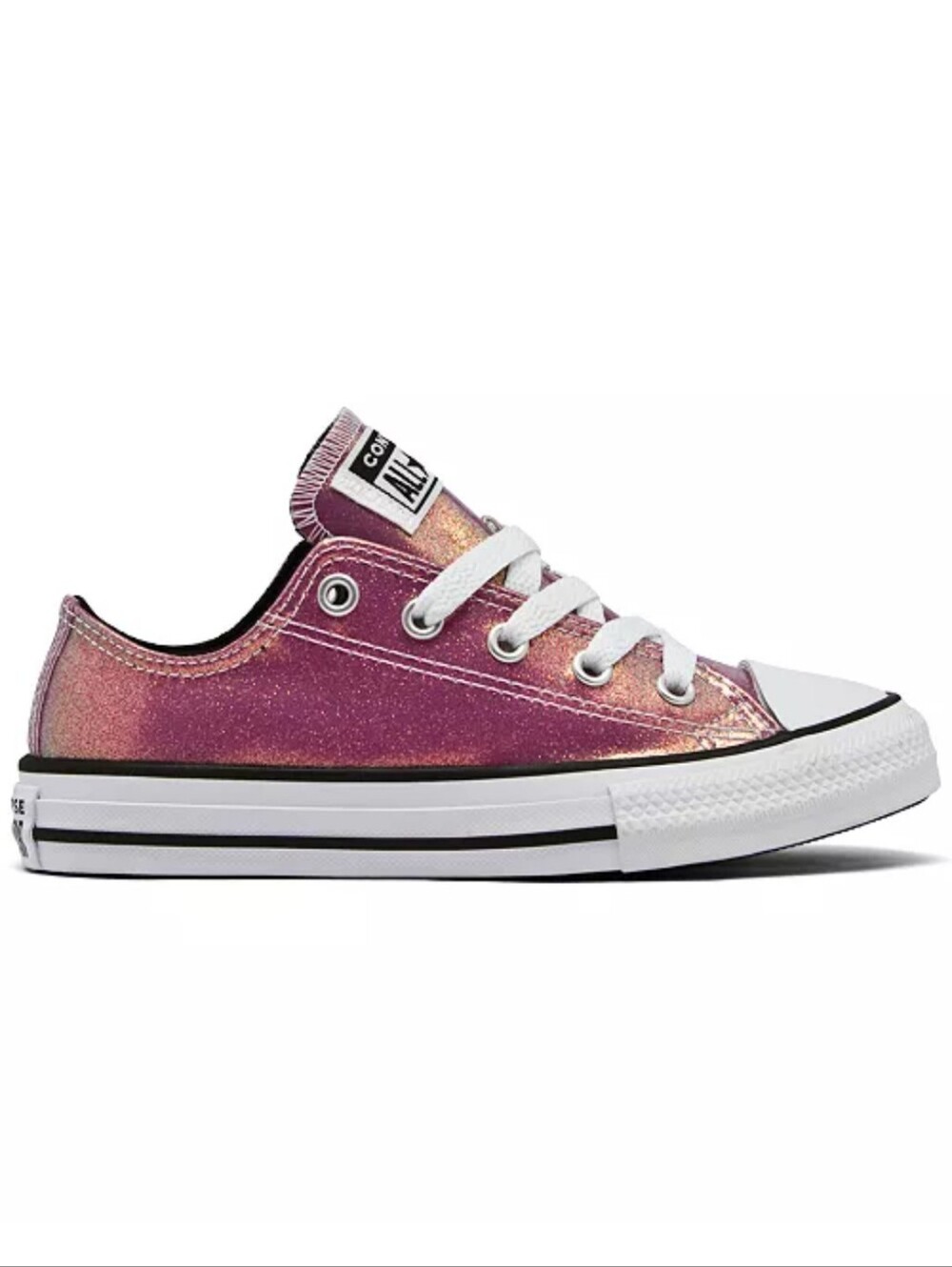 Converse Girls Chuck Taylor All Stars Pink Iridescent Glitter Low Top Sneakers